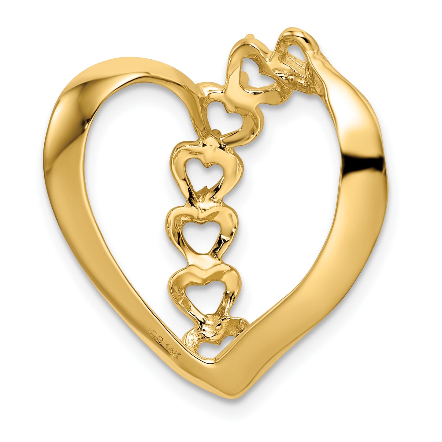 10K Yellow Gold Synthetic Diamond Family Heart Slide