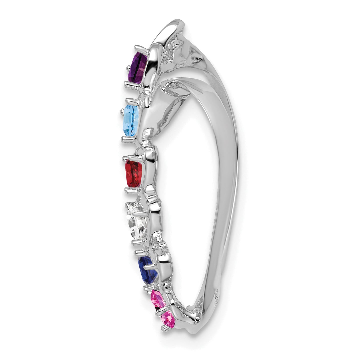 14K White Gold Synthetic Diamond Family Heart Slide