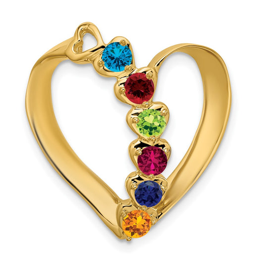 10K Yellow Gold Synthetic Diamond Family Heart Slide