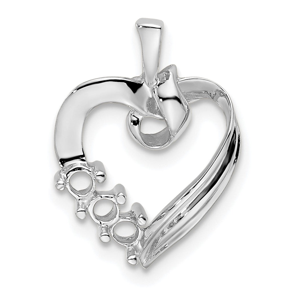 10k White Gold 3 Genuine Stone Family Pendant – Elegant Jewelry Gift for Birthday, Anniversary, Engagement, Wedding