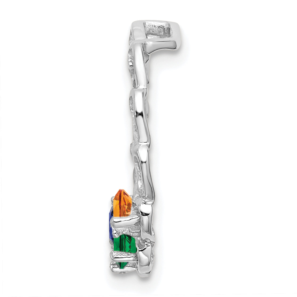 10k White Gold 3 Genuine Stone Family Pendant