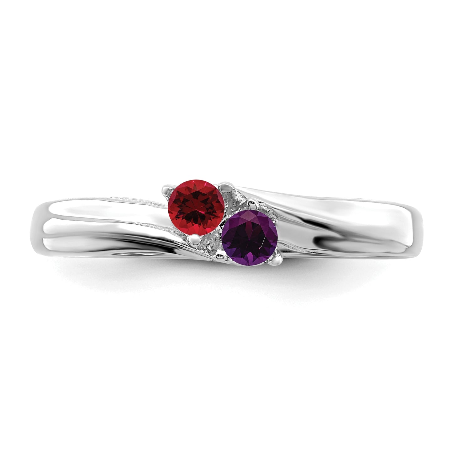 Sterling Silver Rhodium plated Family Jewelry Ring, 2 stone