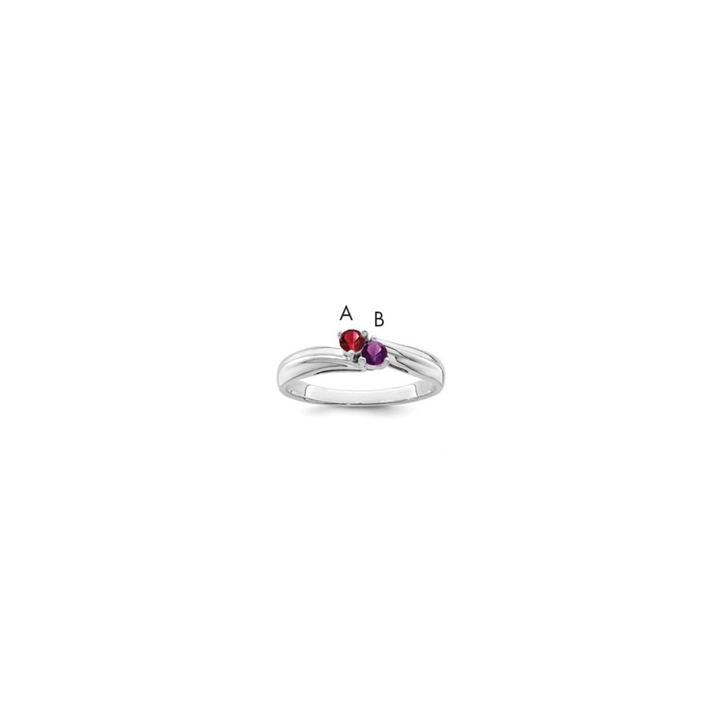 Sterling Silver Rhodium plated Family Jewelry Ring, 2 stone