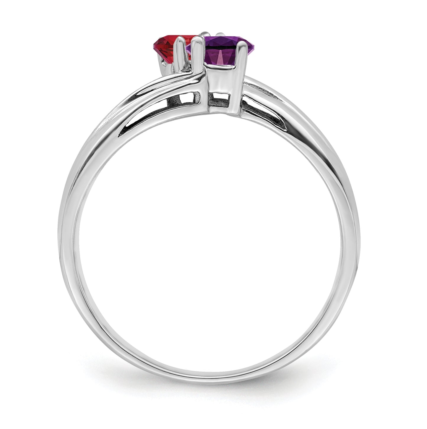 Sterling Silver Rhodium plated Family Jewelry Ring, 2 stone
