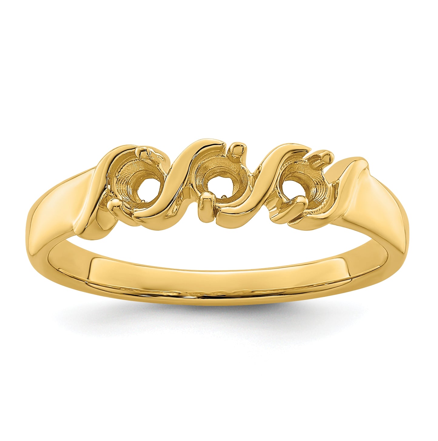 10K Yellow Gold Synthetic Family Jewelry Ring, 3 Stones