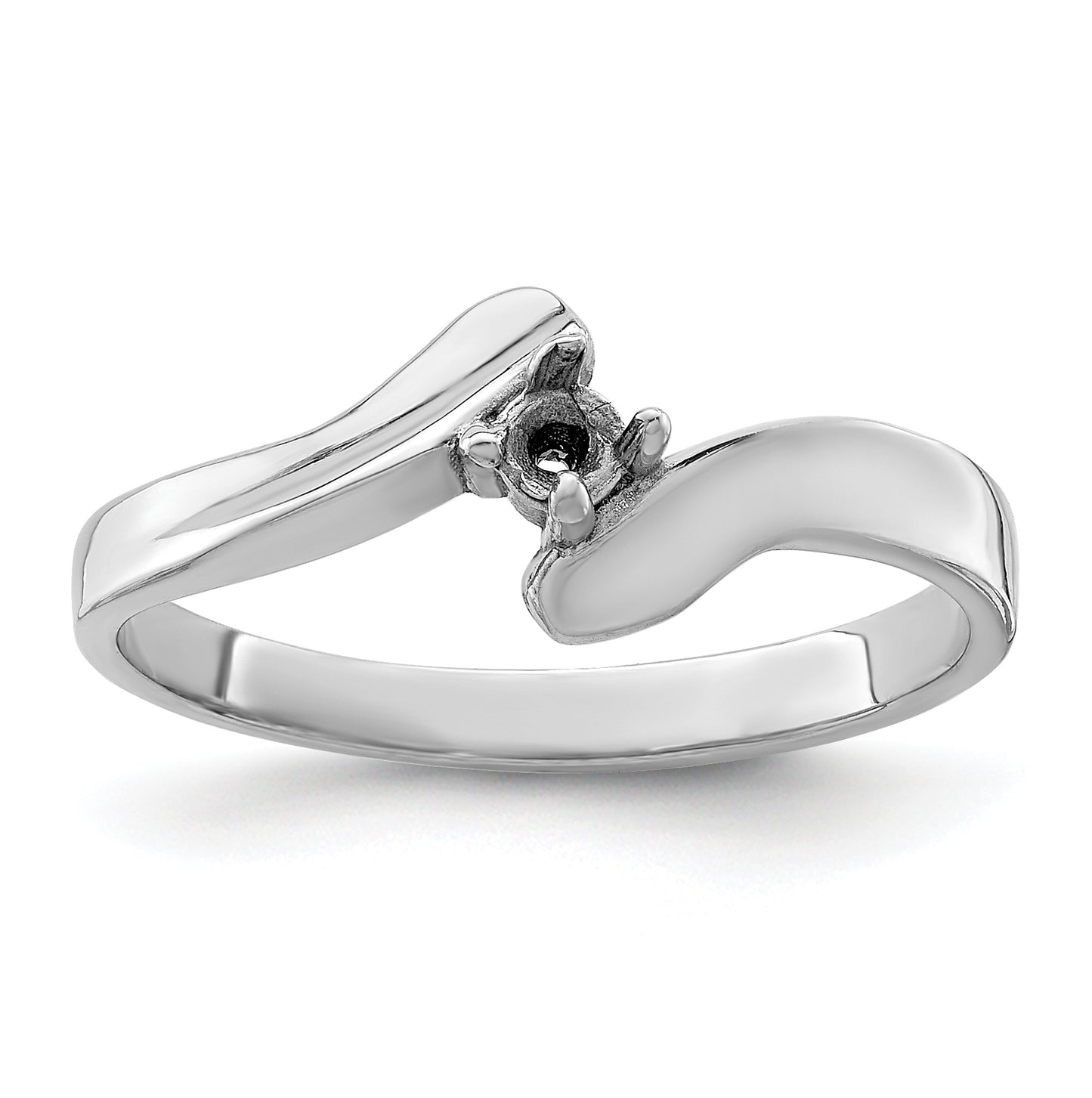 10k White Gold Polished 3-Stone Mothers Ring Mounting