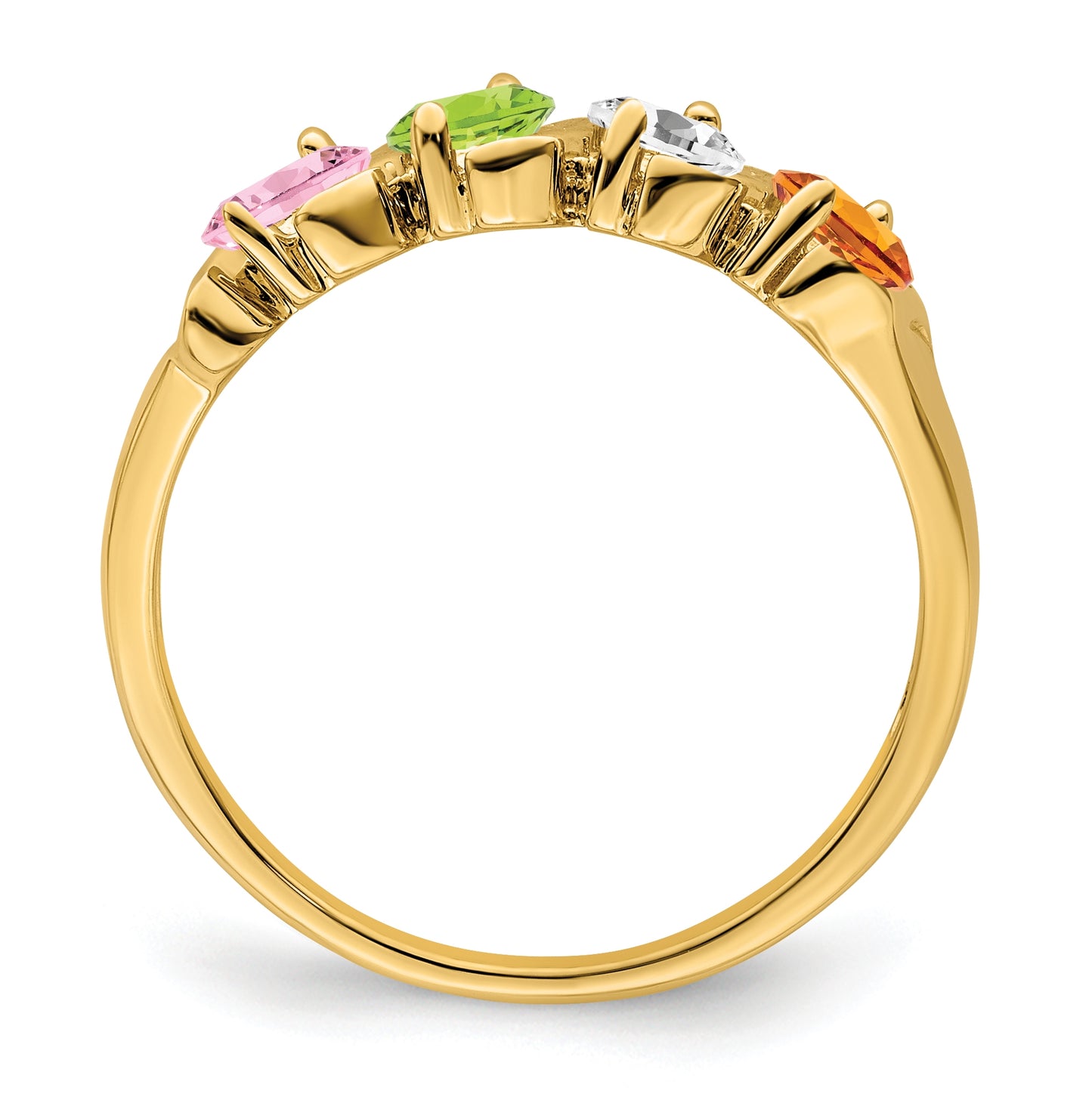 10K Yellow Gold Synthetic Family Jewelry Ring, 4 Stones