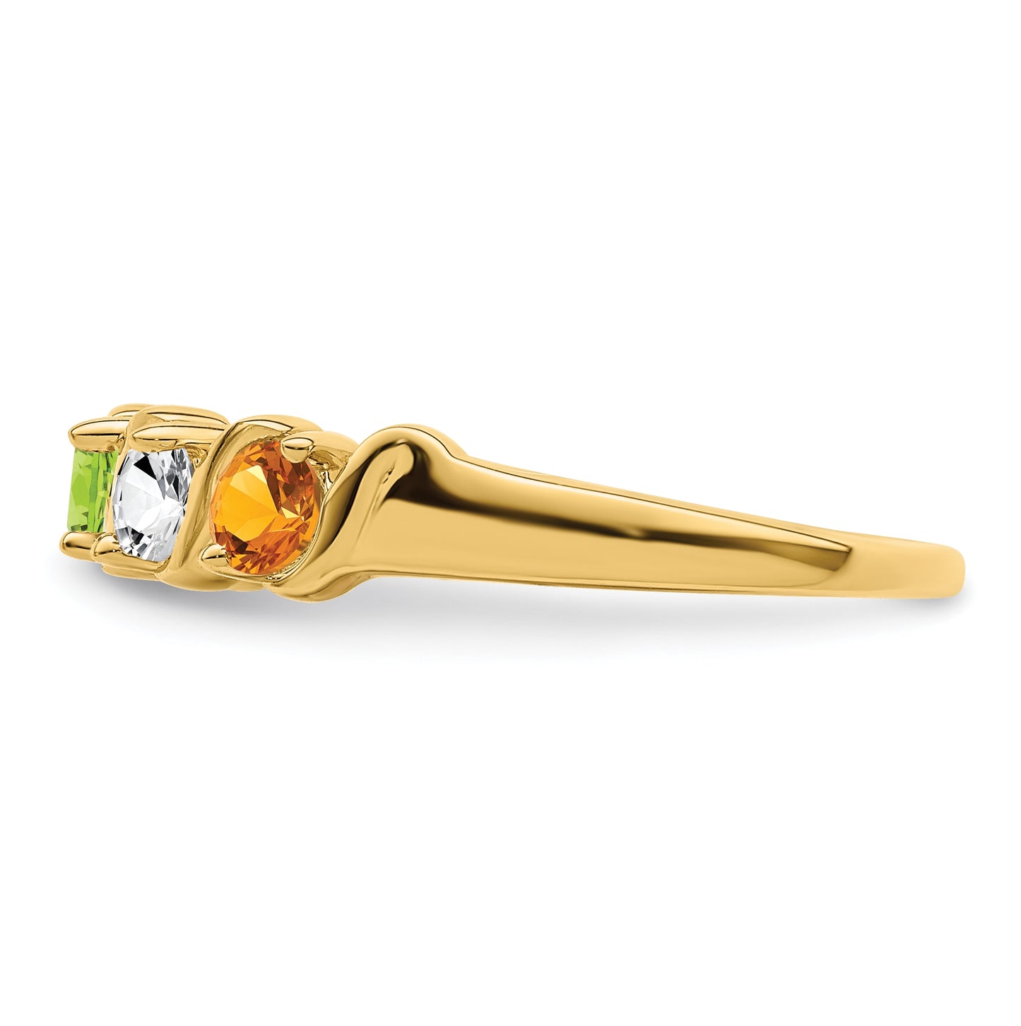 10K Yellow Gold Synthetic Family Jewelry Ring, 4 Stones