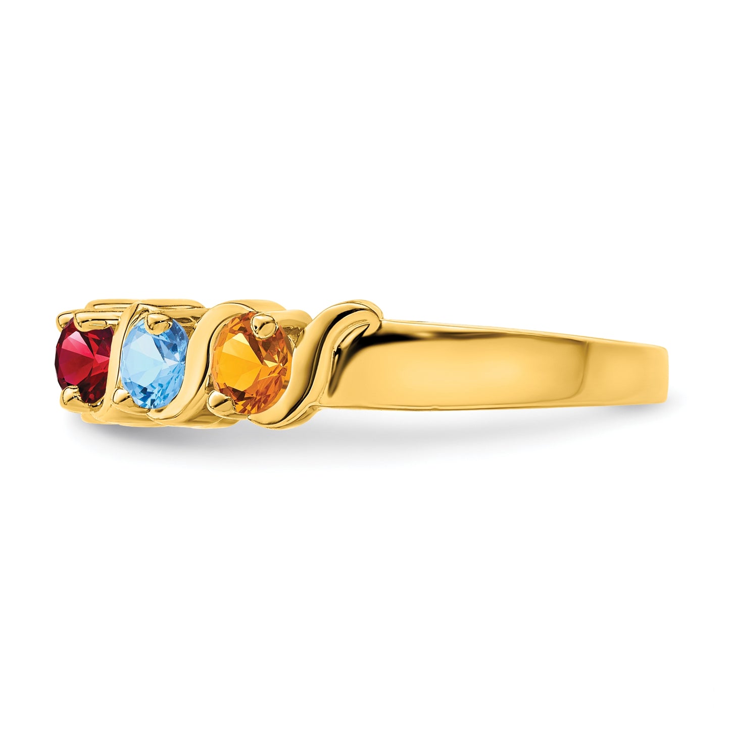 10K Yellow Gold Synthetic Family Jewelry Ring, 5 Stones