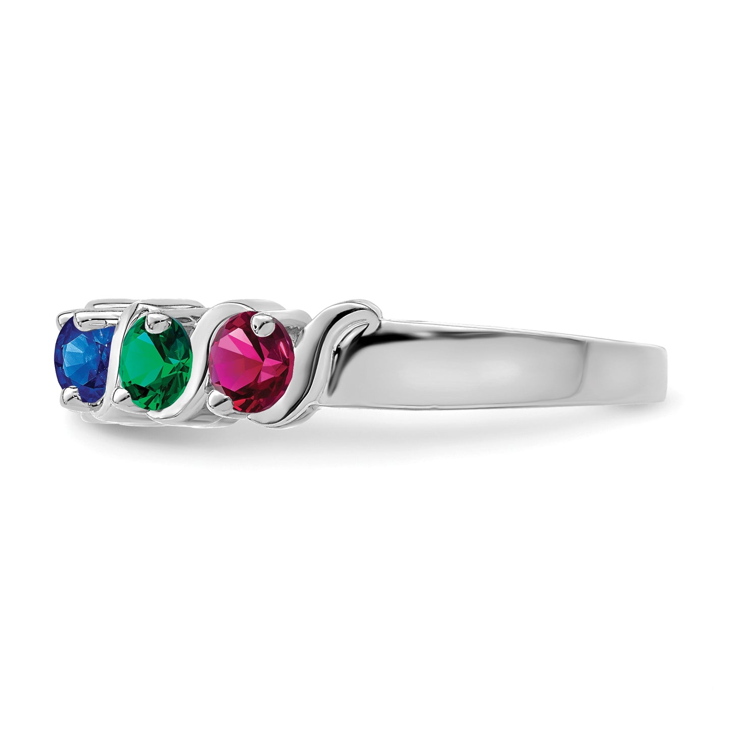Sterling Silver Rhodium plated Synthetic 5 Stone Mothers Ring