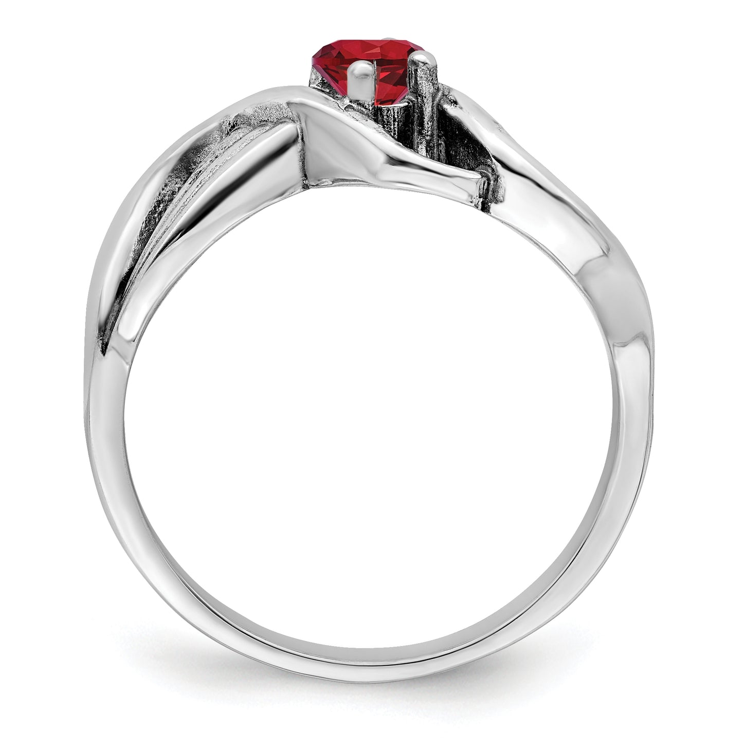 Sterling Silver Rhodium plated Synthetic 1 Stone Mother's Ring