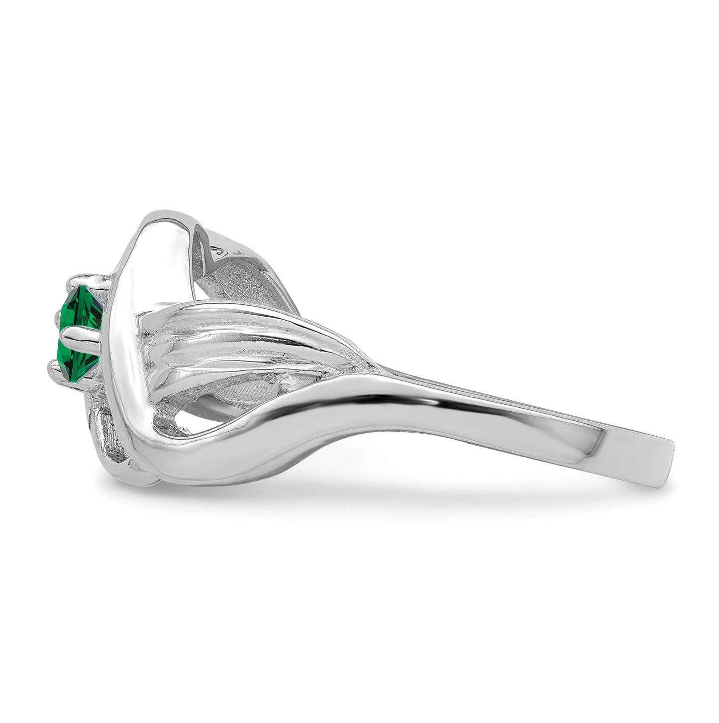 Sterling Silver Rhodium plated Synthetic 1 Stone Mother's Ring