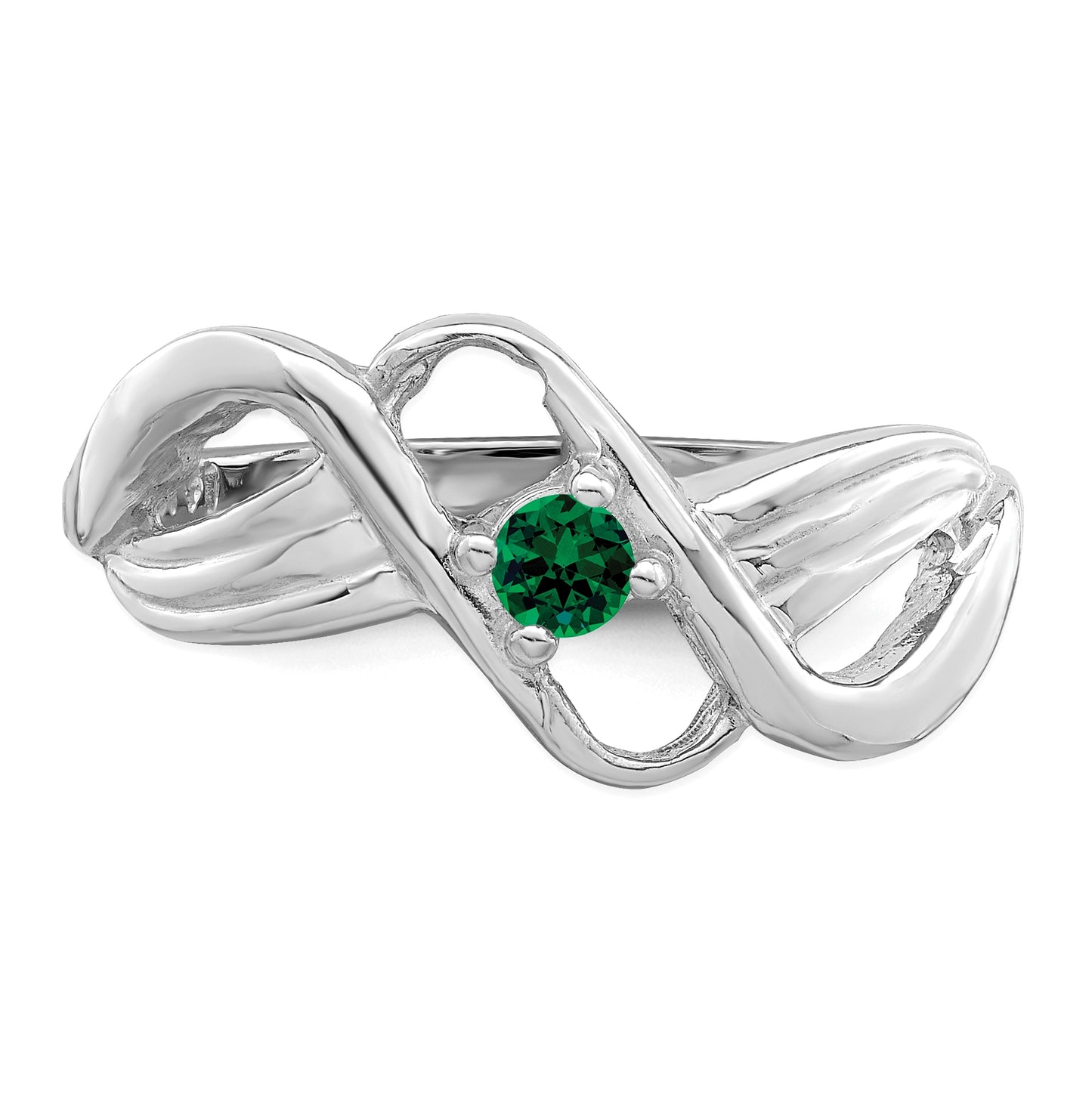 Sterling Silver Rhodium plated Synthetic 1 Stone Mother's Ring