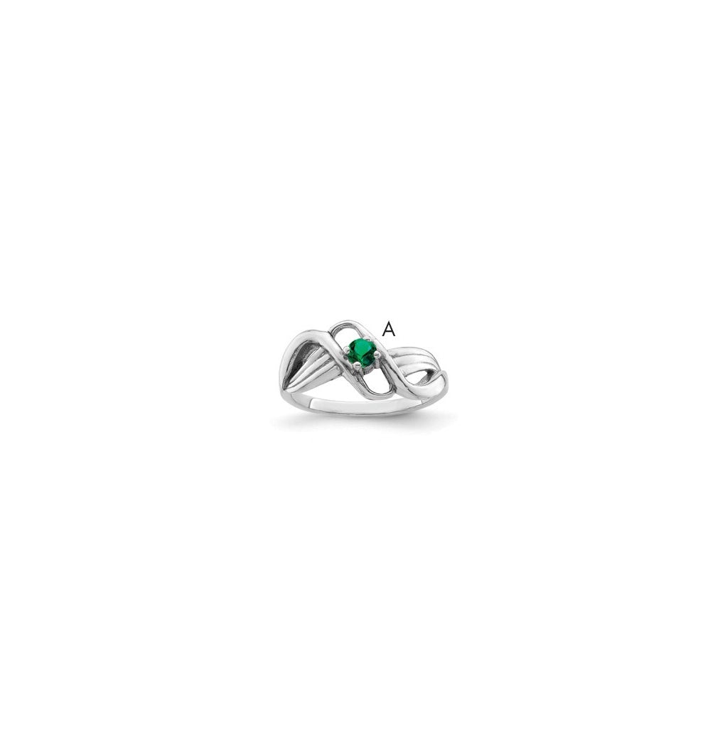 Sterling Silver Rhodium plated Synthetic 1 Stone Mother's Ring