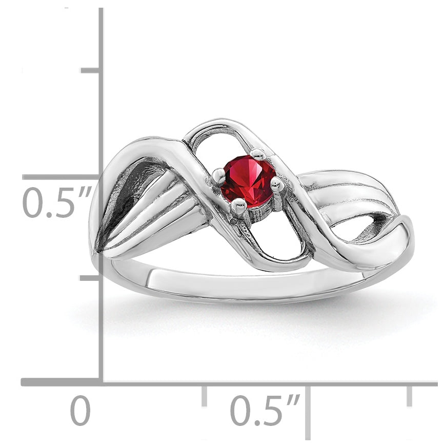 Sterling Silver Rhodium plated Synthetic 1 Stone Mother's Ring