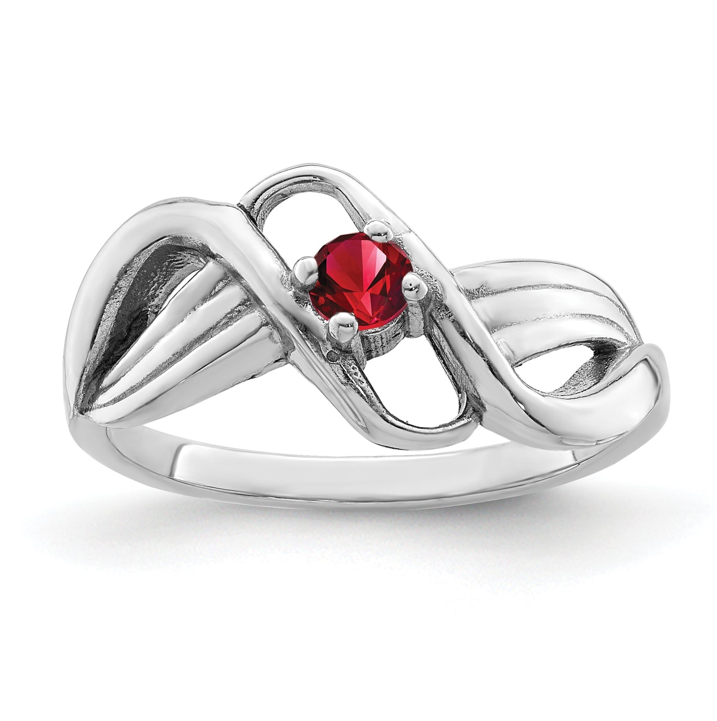 Sterling Silver Rhodium plated Synthetic 1 Stone Mother's Ring