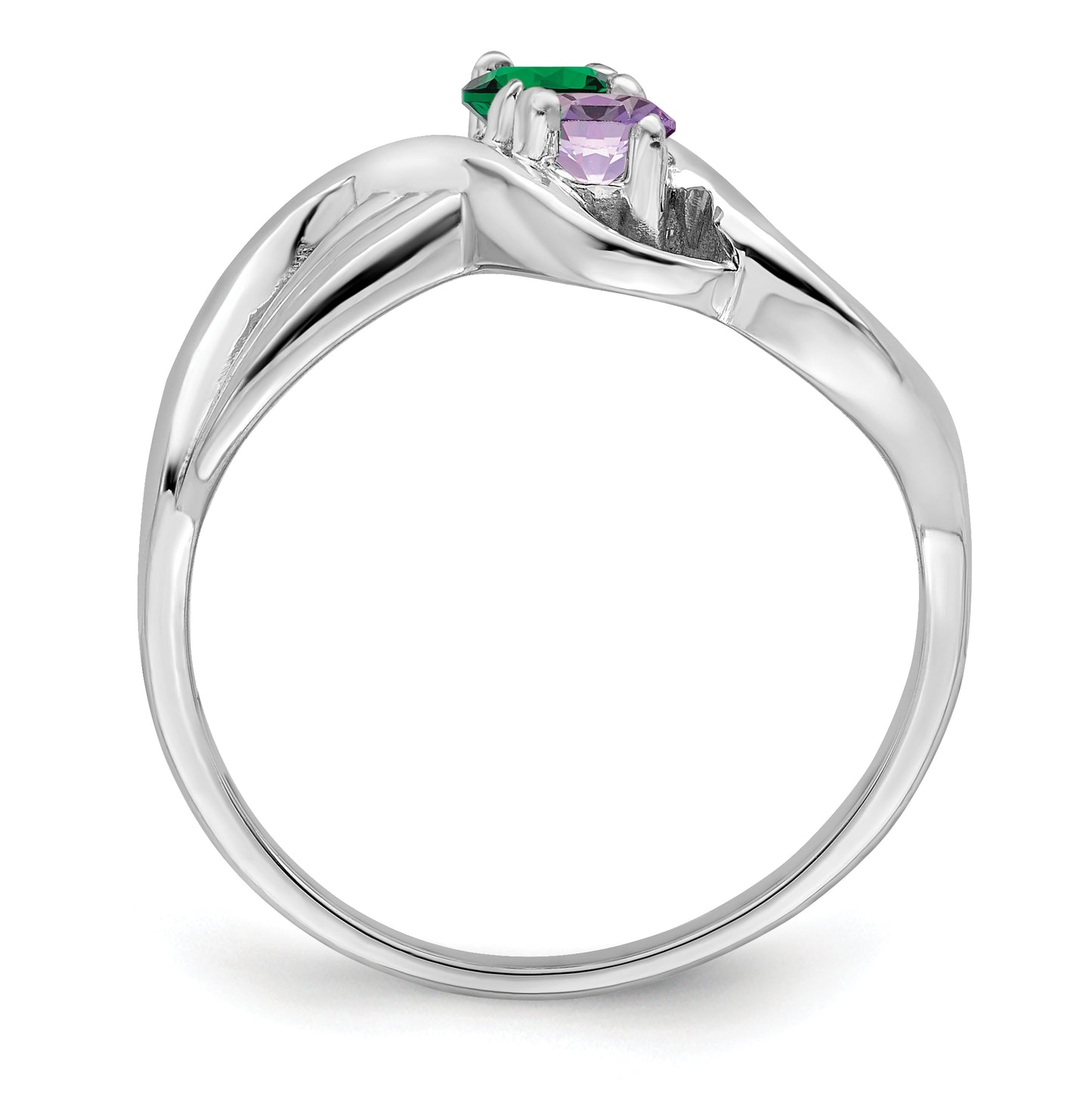 Sterling Silver Rhodium plated Family & Mothers Jewelry Ring, 2-stone