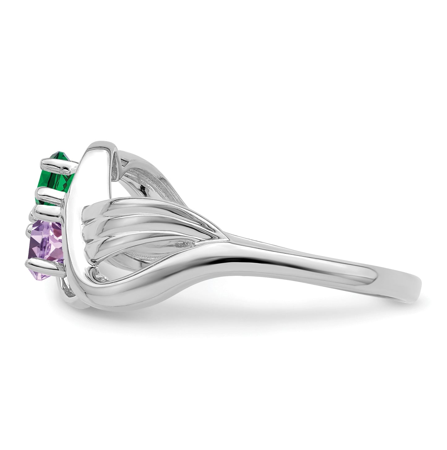 Sterling Silver Rhodium plated Family & Mothers Jewelry Ring, 2-stone
