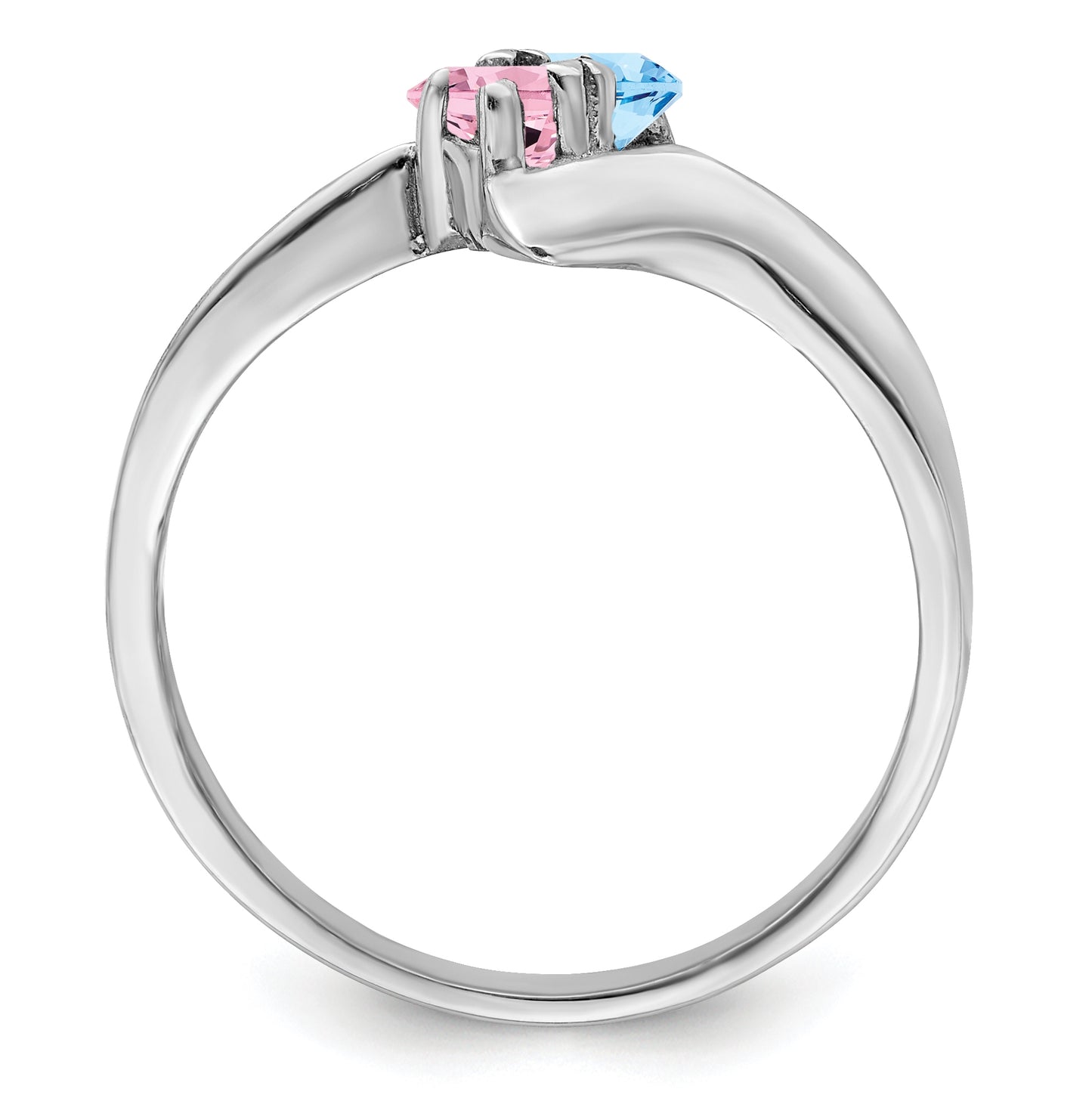 Sterling Silver Rhodium plated Family & Mother's Jewelry Ring, 2-stone