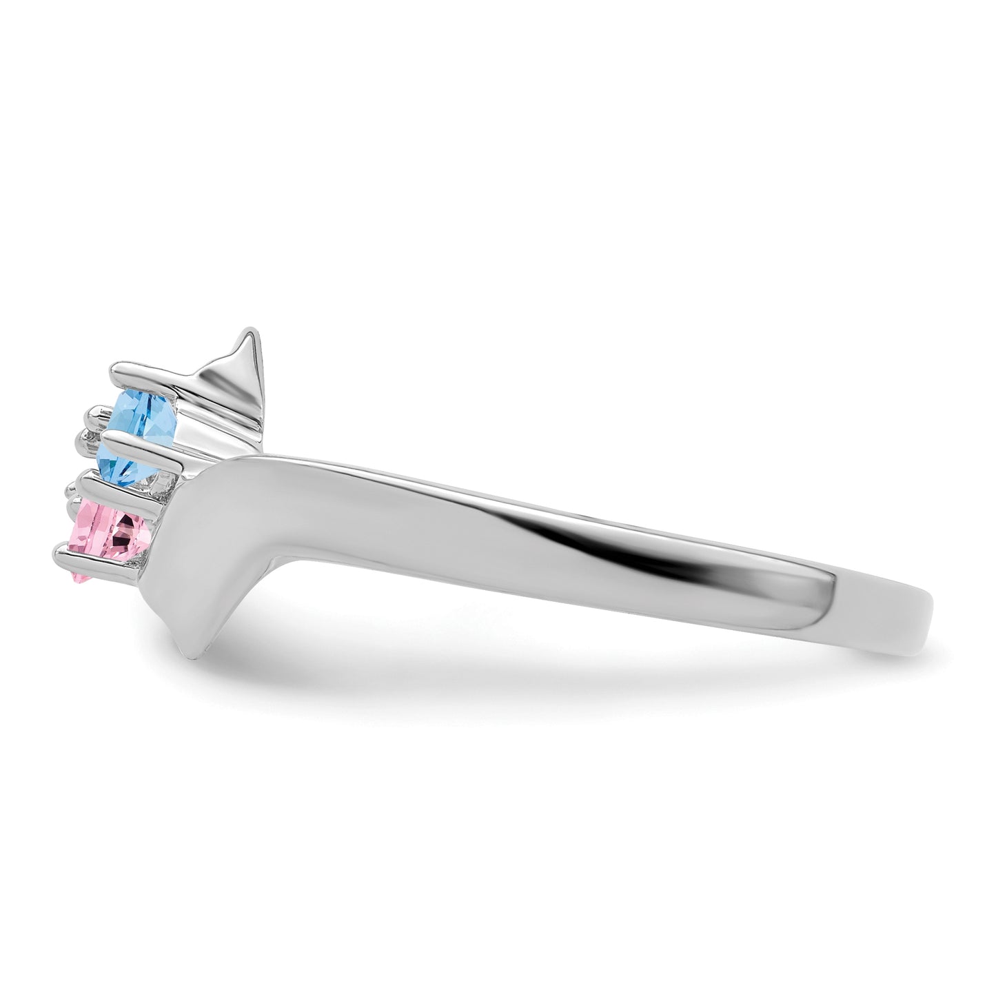Sterling Silver Rhodium plated Family & Mother's Jewelry Ring, 2-stone