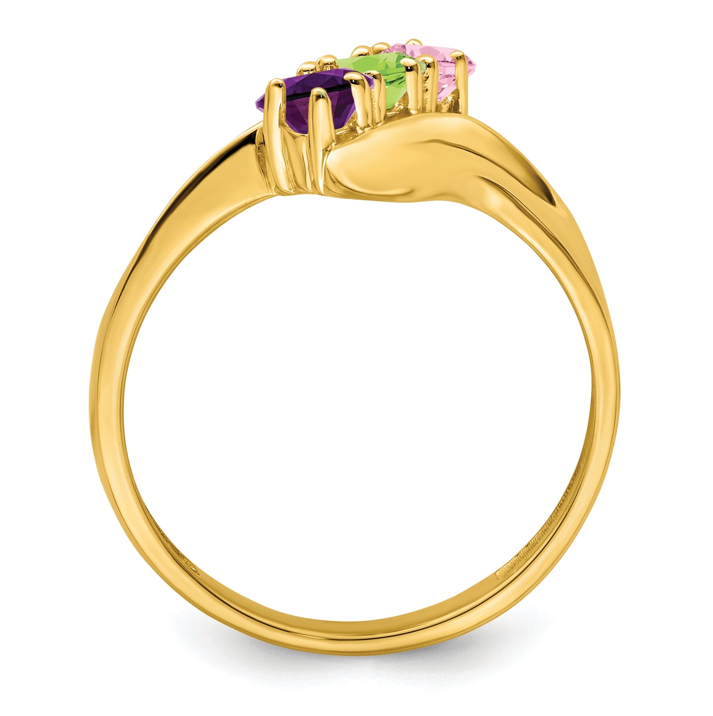 14K Yellow Gold Genuine 3 Stone Mother's Ring