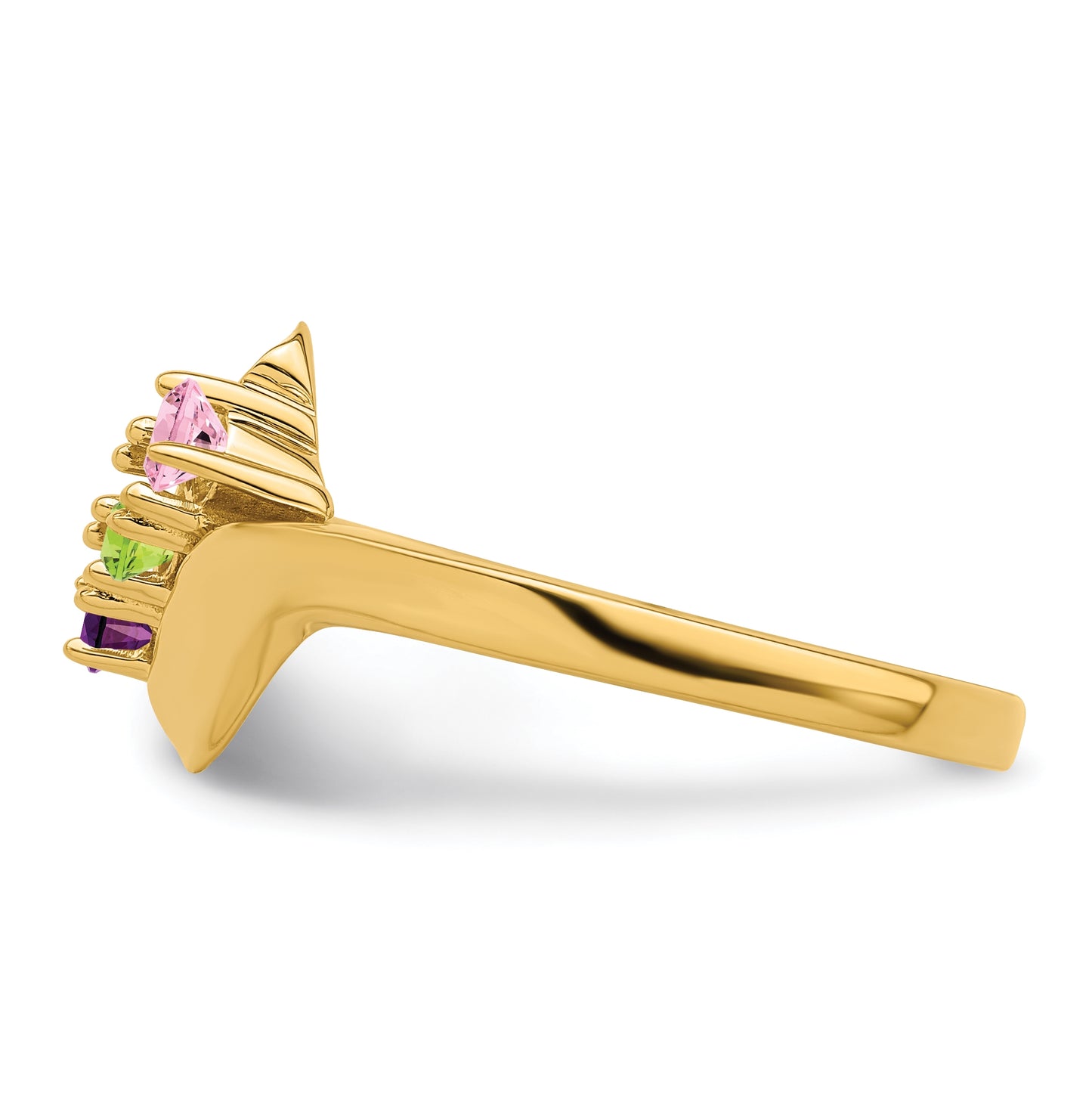 14K Yellow Gold Genuine 3 Stone Mother's Ring