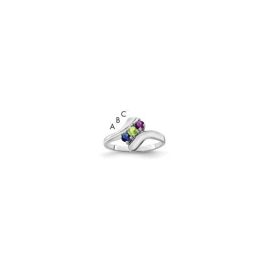 Sterling Silver Rhodium plated Synthetic 3mm 3 Stone Mother's Ring