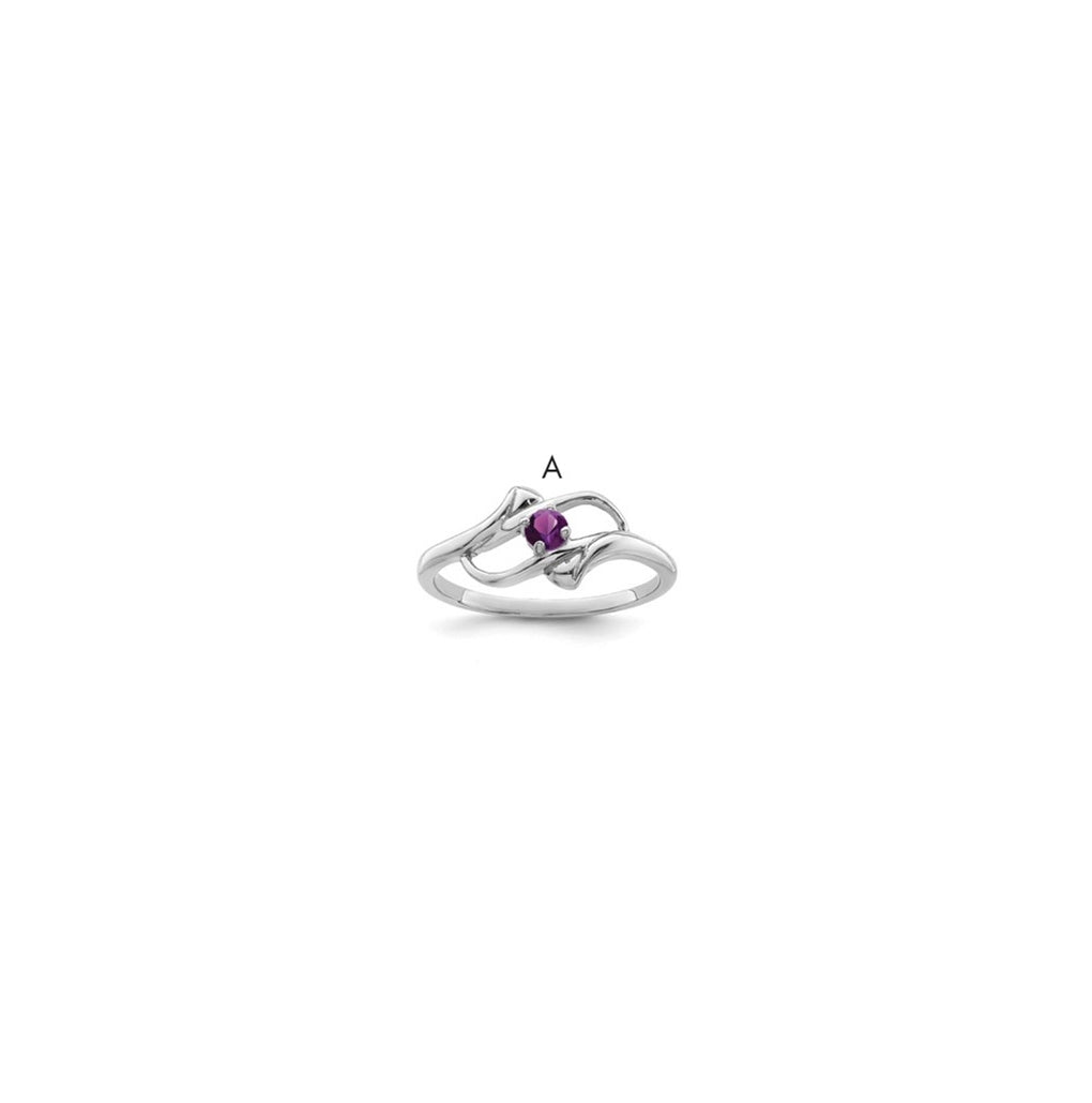 Sterling Silver Rhodium plated Genuine Stone Family Jewelry Ring, Size 7