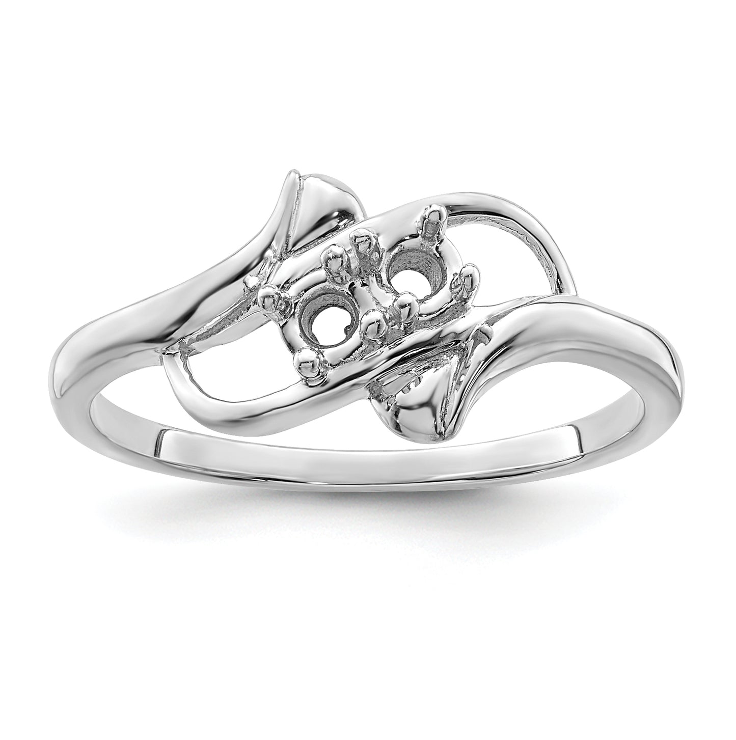 Sterling Silver Rhodium plated Genuine 2 Stone Mother's Ring, Size 9