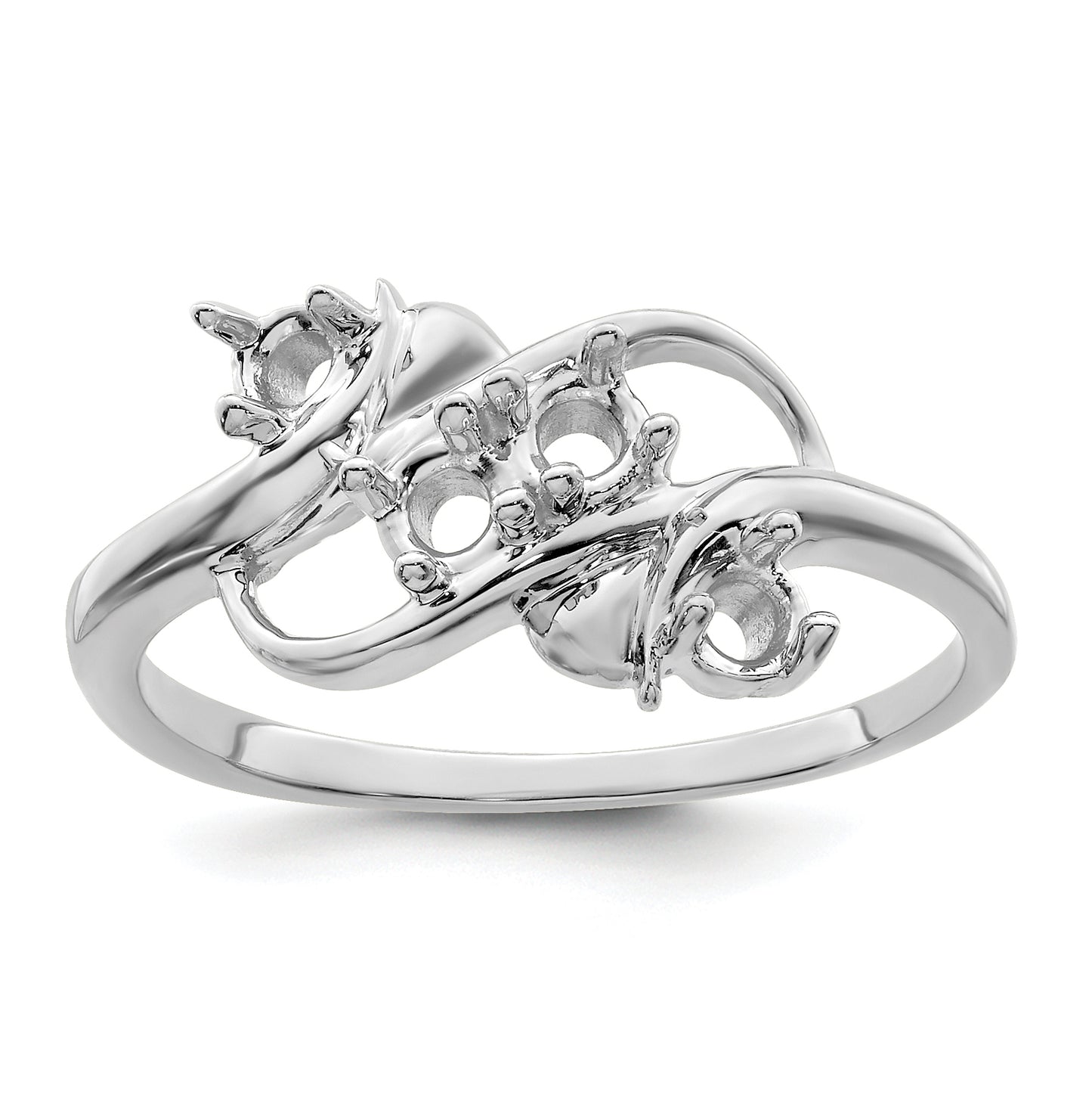 Sterling Silver Rhodium plated Genuine 4 Stone Mother's Ring, Size 9