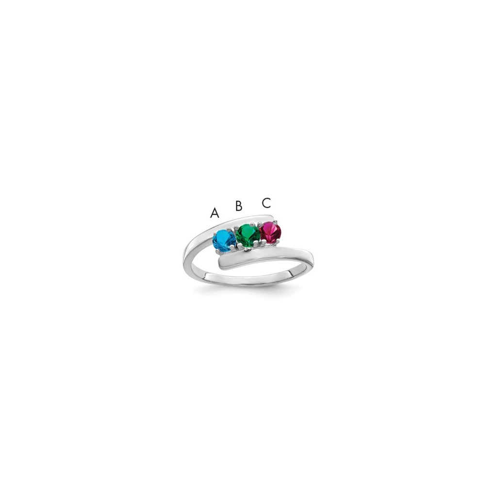 Sterling Silver Rhodium plated 3 mm Synthetic 3 Stone Mother's Ring