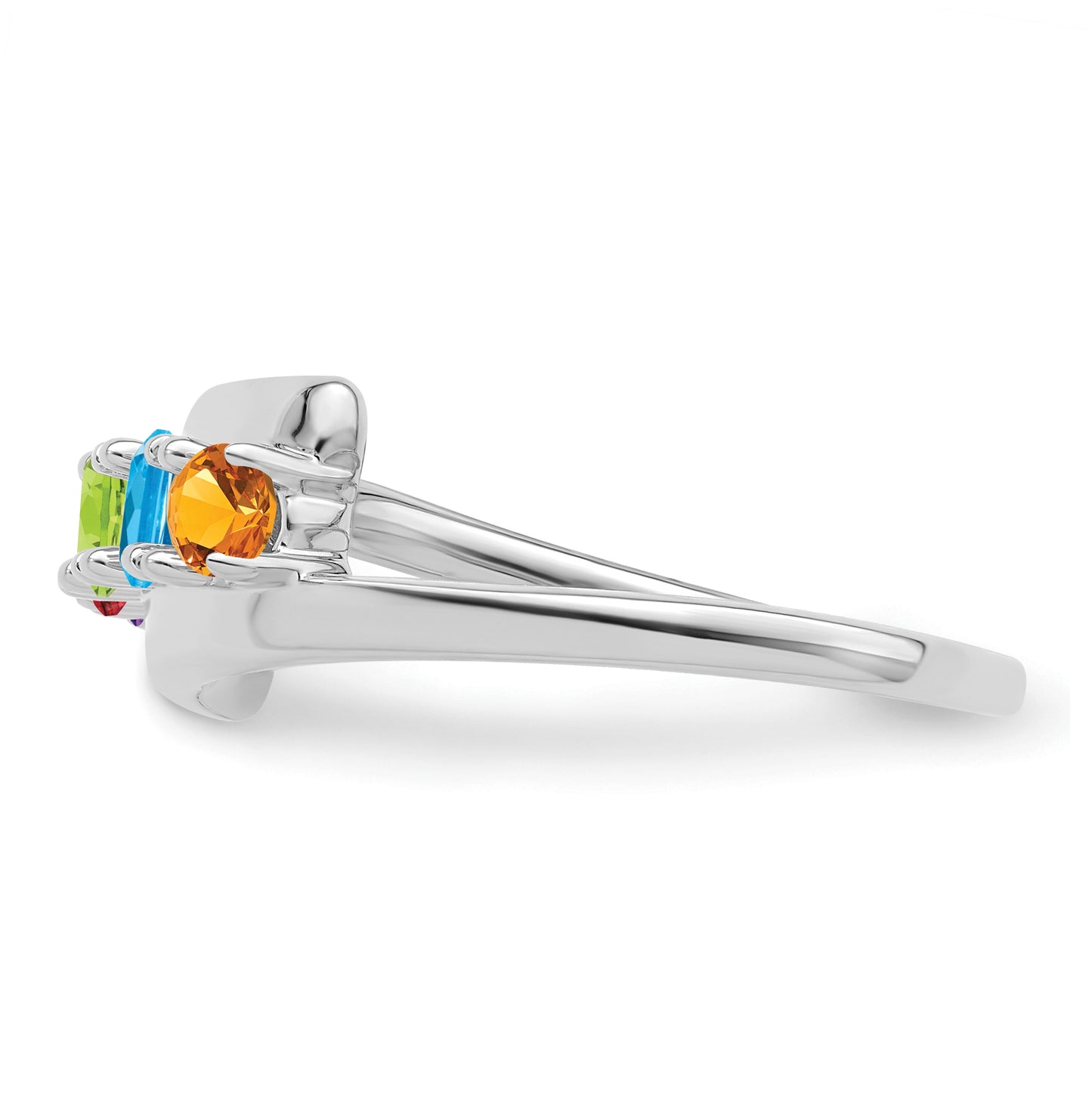 Sterling Silver Rhodium plated Family Jewelry Ring, 5 stone