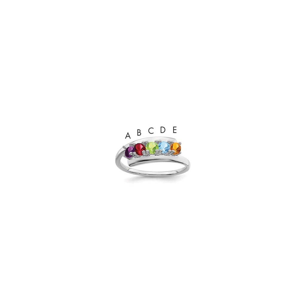 Sterling Silver Rhodium plated Family Jewelry Ring, 5 stone