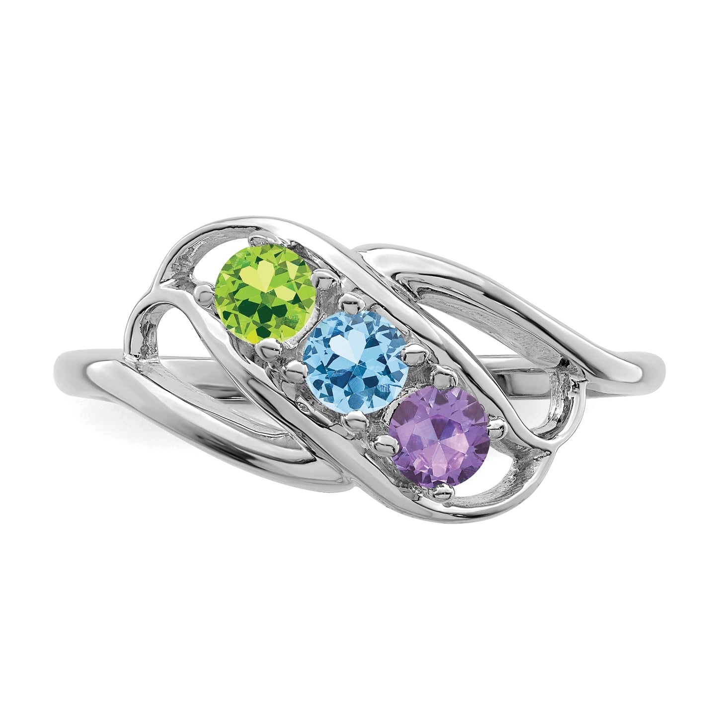 10k White Gold 2.5mm Synthetic Family Jewelry Ring
