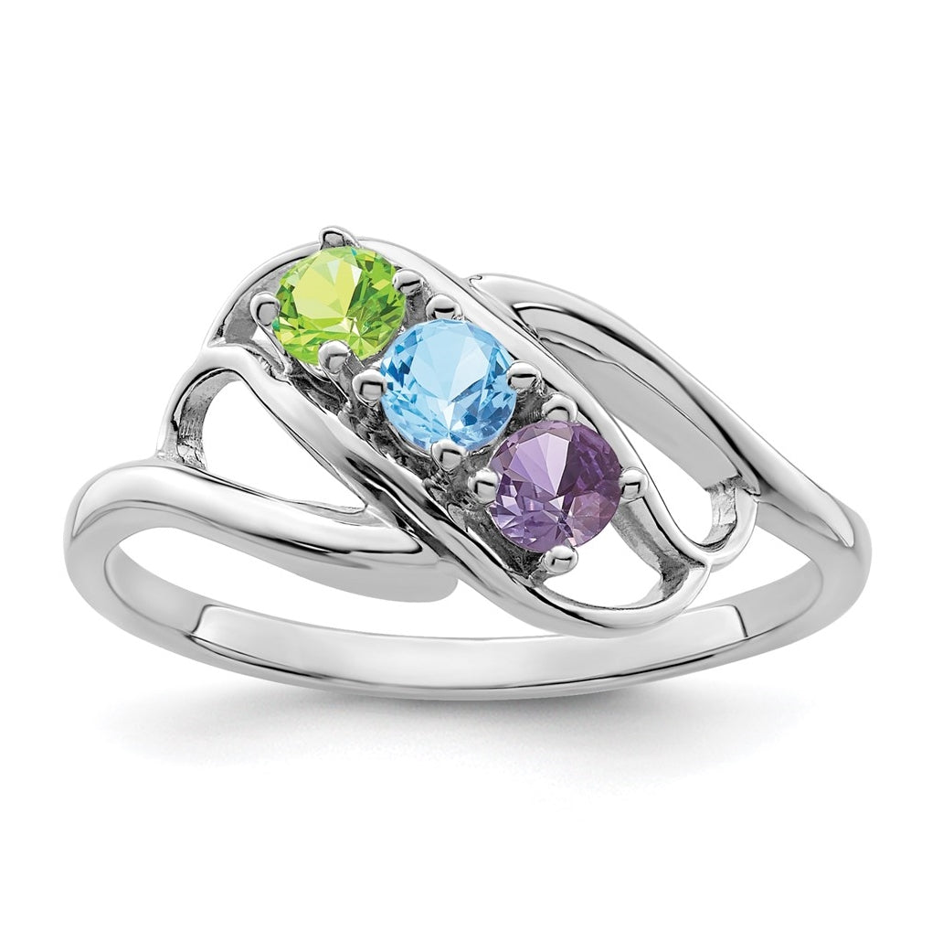 10k White Gold 2.5mm Synthetic Family Jewelry Ring