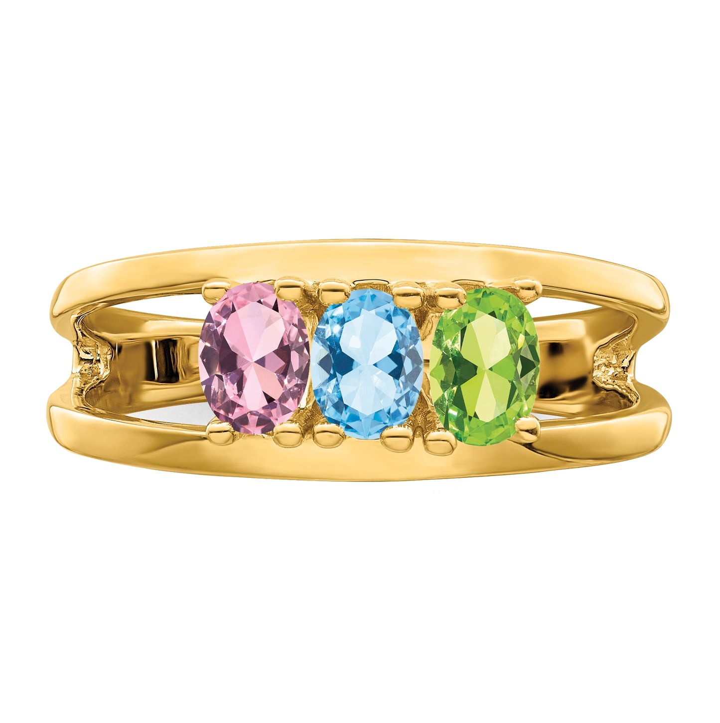 10K Yellow Gold Polished 3-Stone Mothers Ring