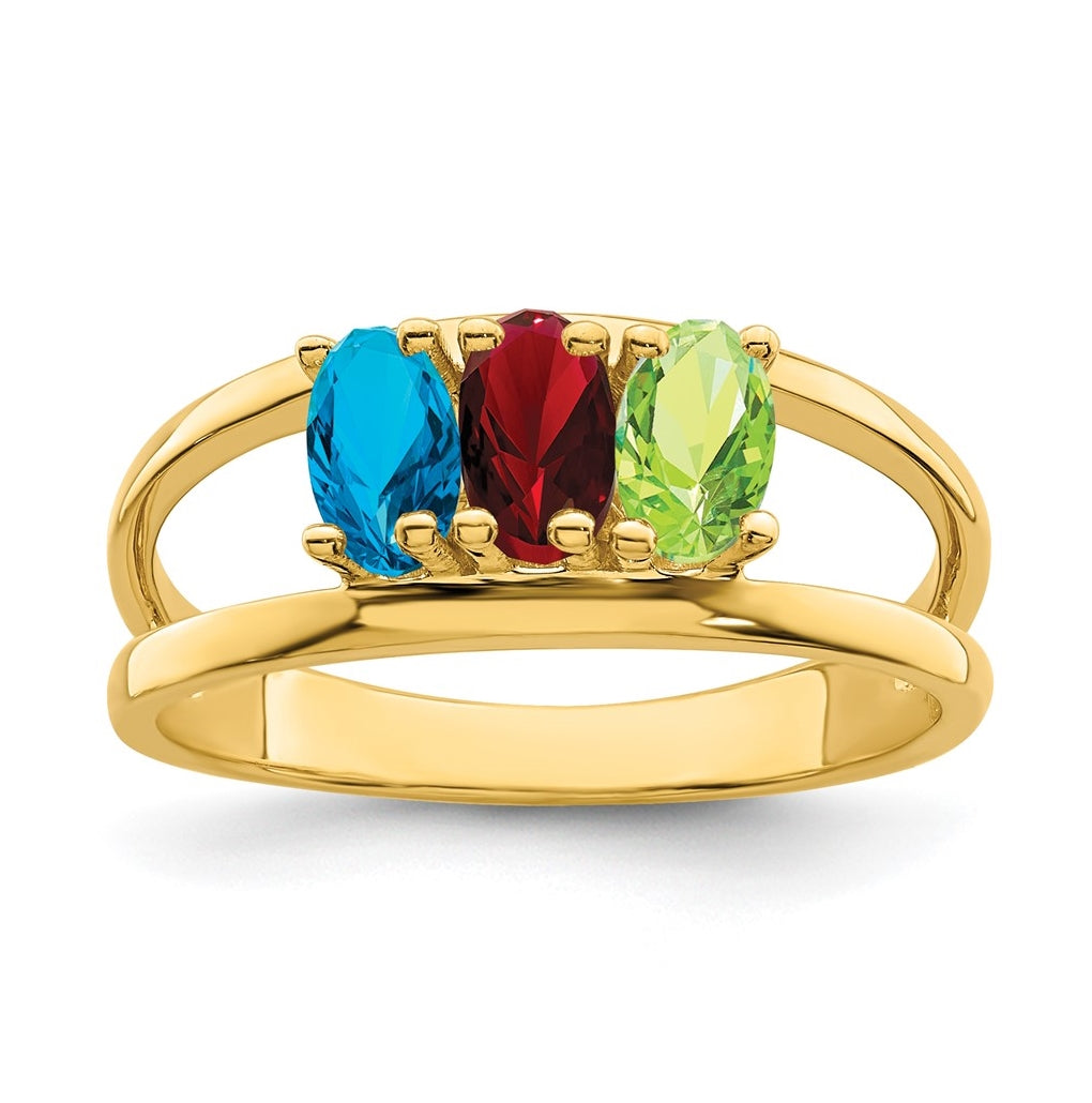 10K Yellow Gold Polished 3-Stone Mothers Ring