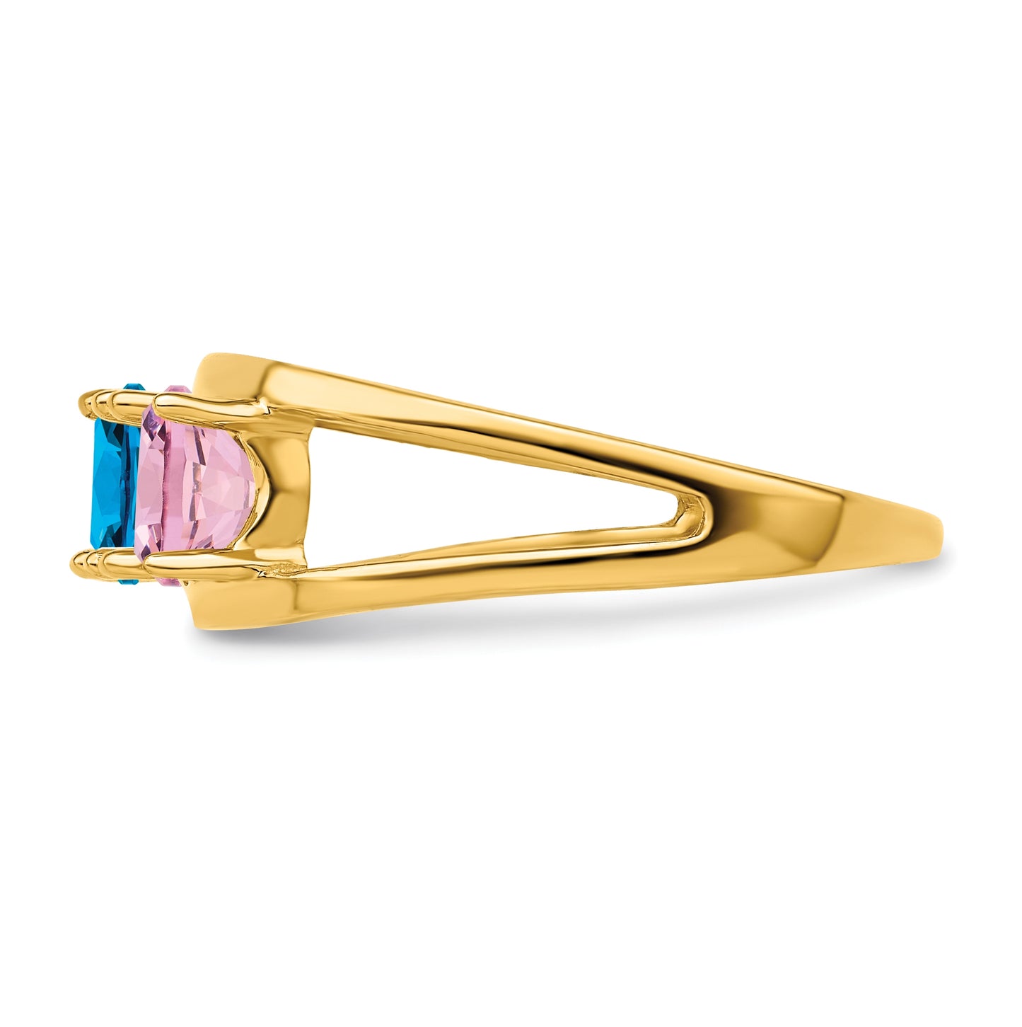 10K Yellow Gold Synthetic Family Jewelry Ring, 4-Stone