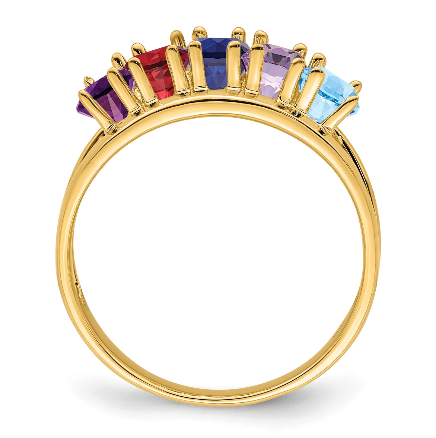 10K Yellow Gold Synthetic Family Jewelry Ring, 5-Stone
