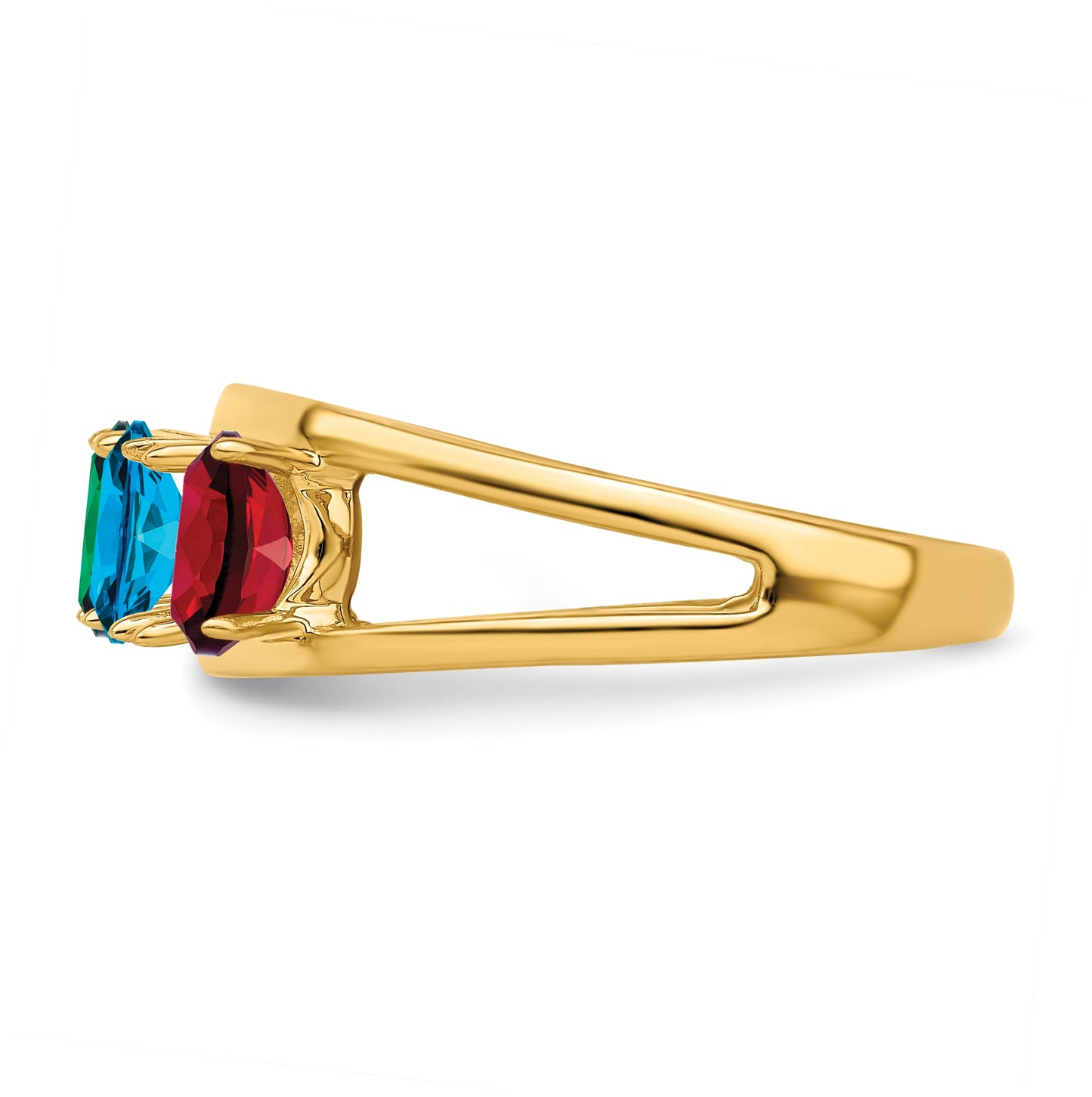 10K Yellow Gold Synthetic Family Jewelry Ring, 5-Stone