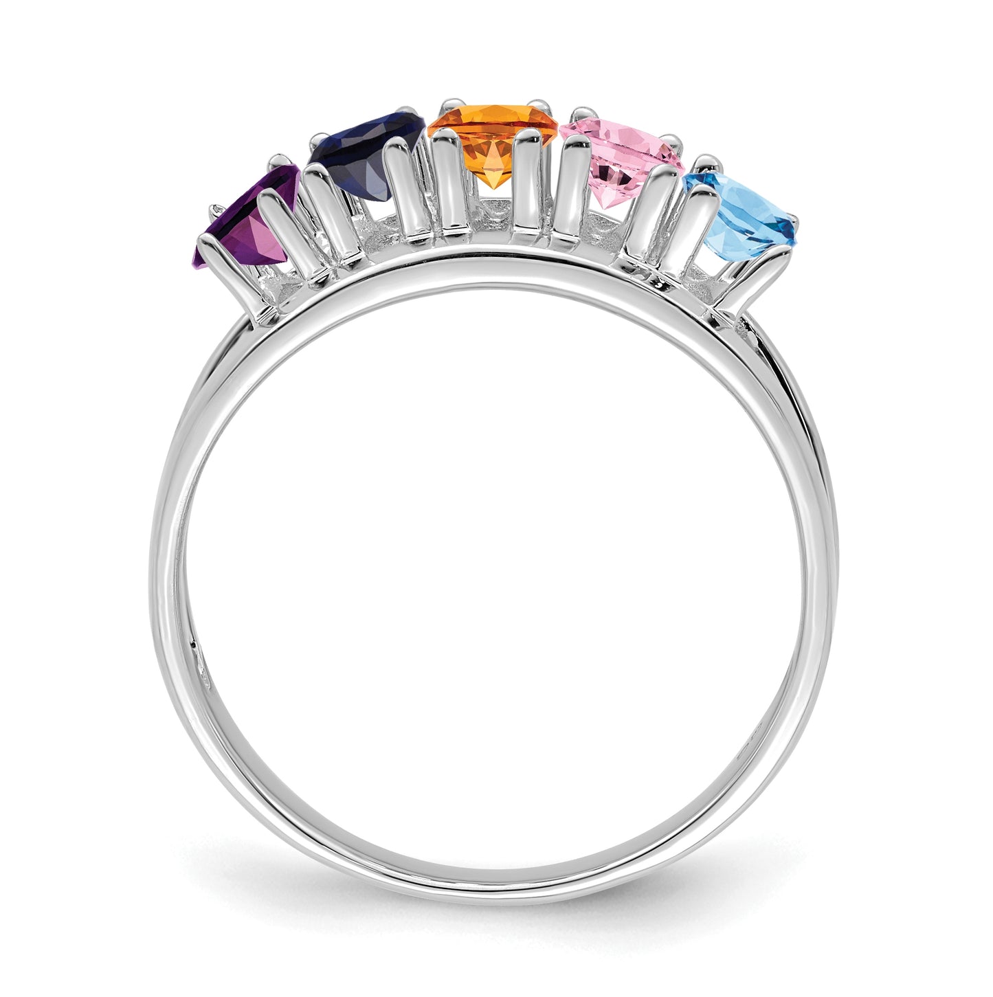 Sterling Silver Rhodium plated Family Jewelry Ring, 5-stone