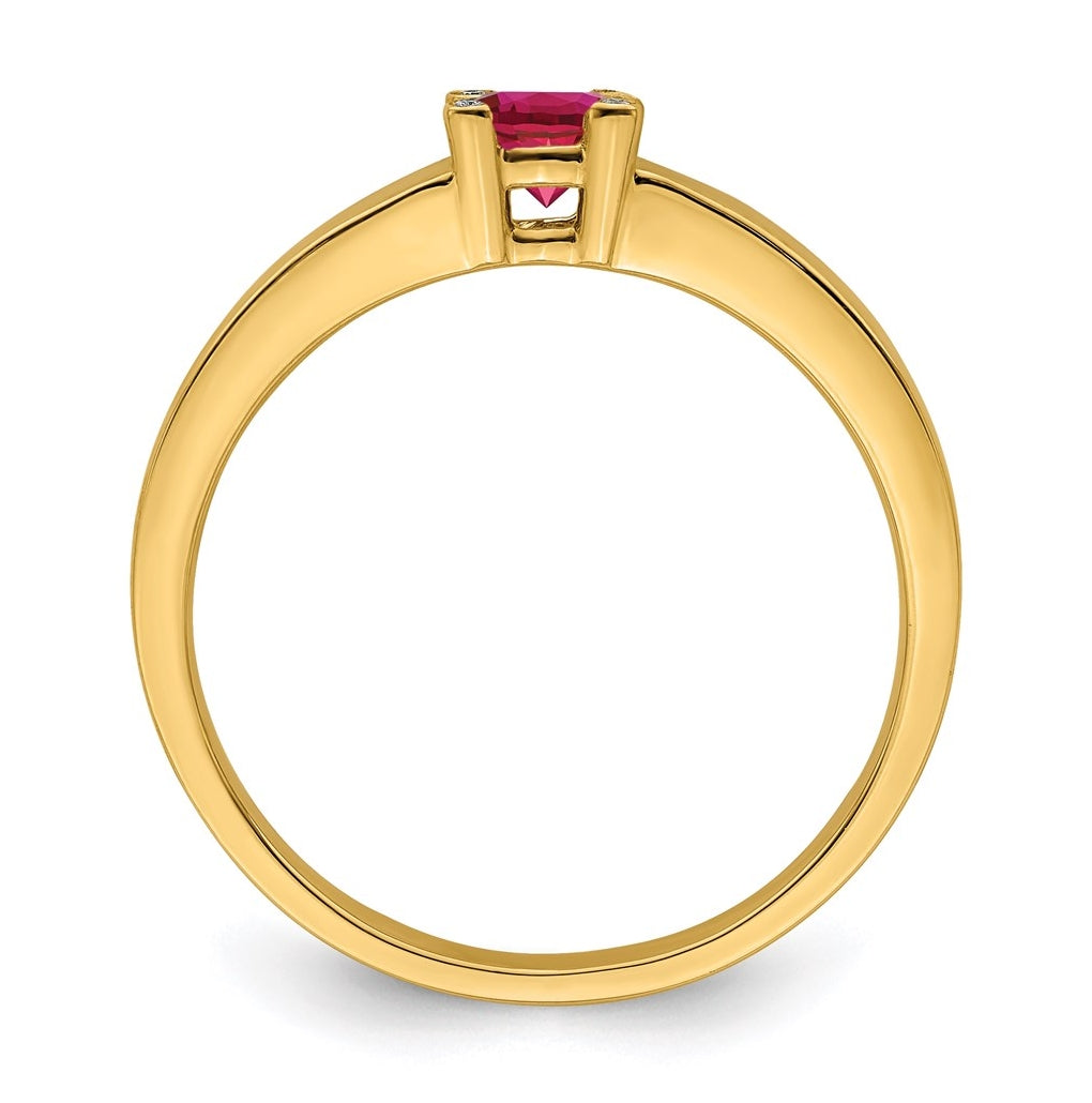 14K Yellow Gold Family Jewelry Synthetic Stone & Diamond Set Ring – Elegant Jewelry Gift for Birthday, Anniversary, Engagement, Wedding