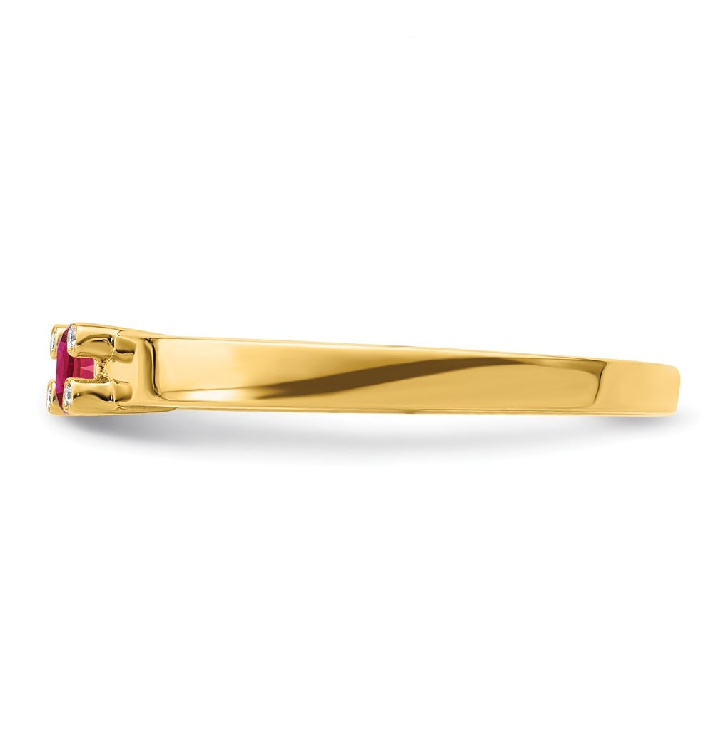 14K Yellow Gold Family Jewelry Synthetic Stone & Diamond Set Ring – Elegant Jewelry Gift for Birthday, Anniversary, Engagement, Wedding