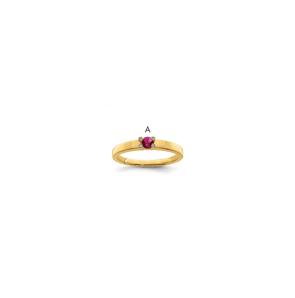 14K Yellow Gold Family Jewelry Genuine Stone & Diamond Set Ring – Elegant Jewelry Gift for Birthday, Anniversary, Engagement, Wedding