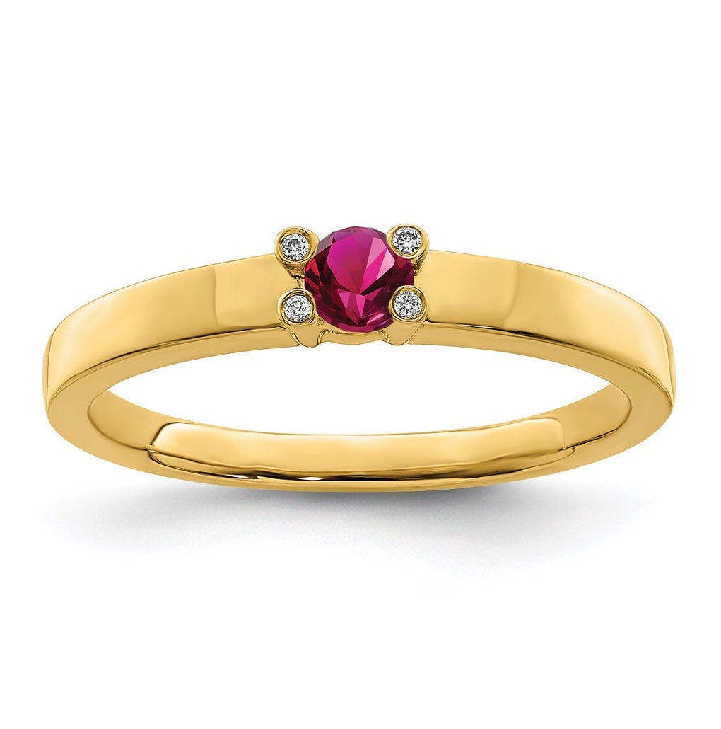 14K Yellow Gold Family Jewelry Genuine Stone & Diamond Set Ring – Elegant Jewelry Gift for Birthday, Anniversary, Engagement, Wedding