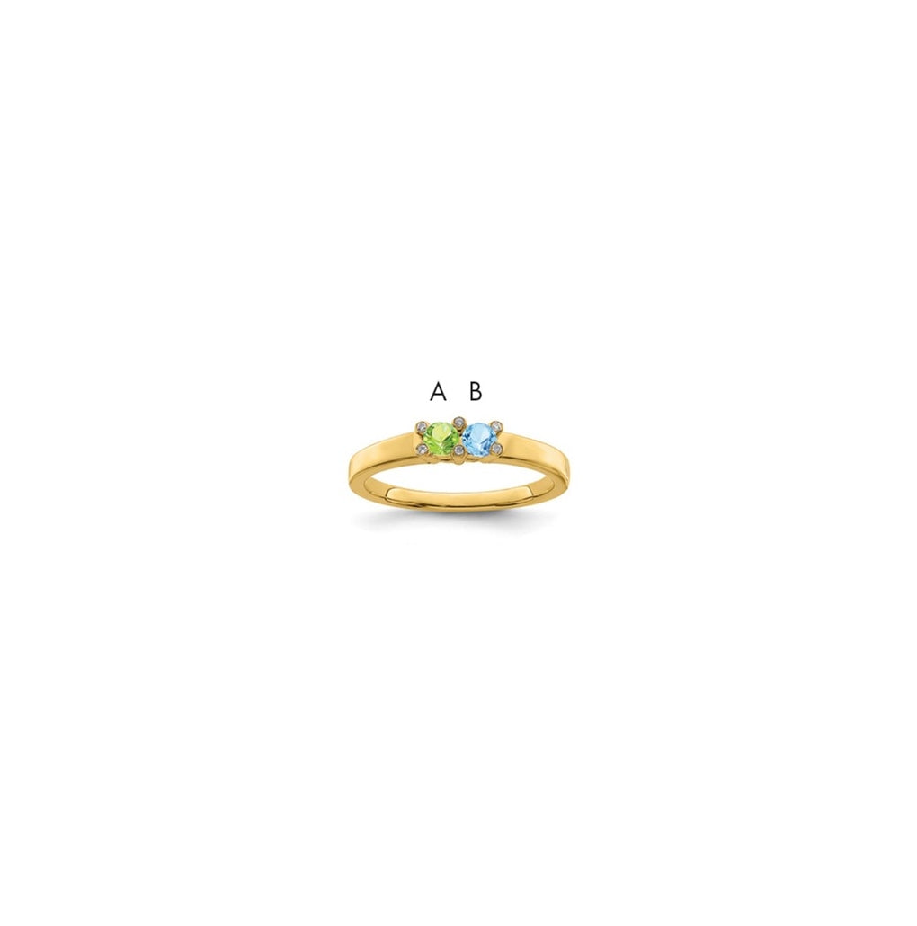 14K Yellow Gold Family Jewelry Synthetic Stone & Diamond Set Ring – Elegant Jewelry Gift for Birthday, Anniversary, Engagement, Wedding