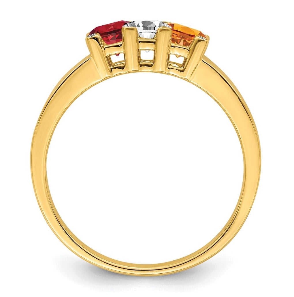 14K Yellow Gold Family Jewelry Genuine Stone & Diamond Set Ring – Elegant Jewelry Gift for Birthday, Anniversary, Engagement, Wedding