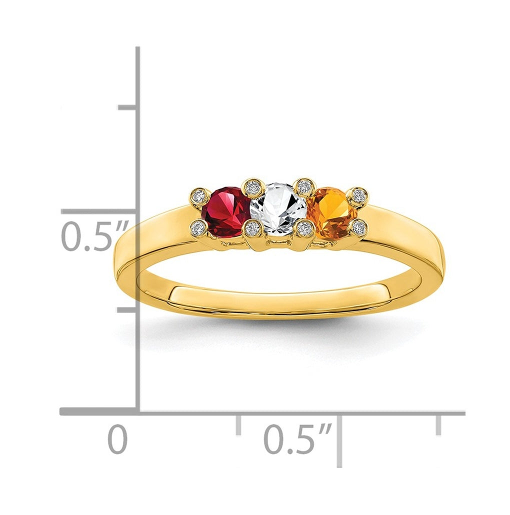 14K Yellow Gold Family Jewelry Genuine Stone & Diamond Set Ring – Elegant Jewelry Gift for Birthday, Anniversary, Engagement, Wedding