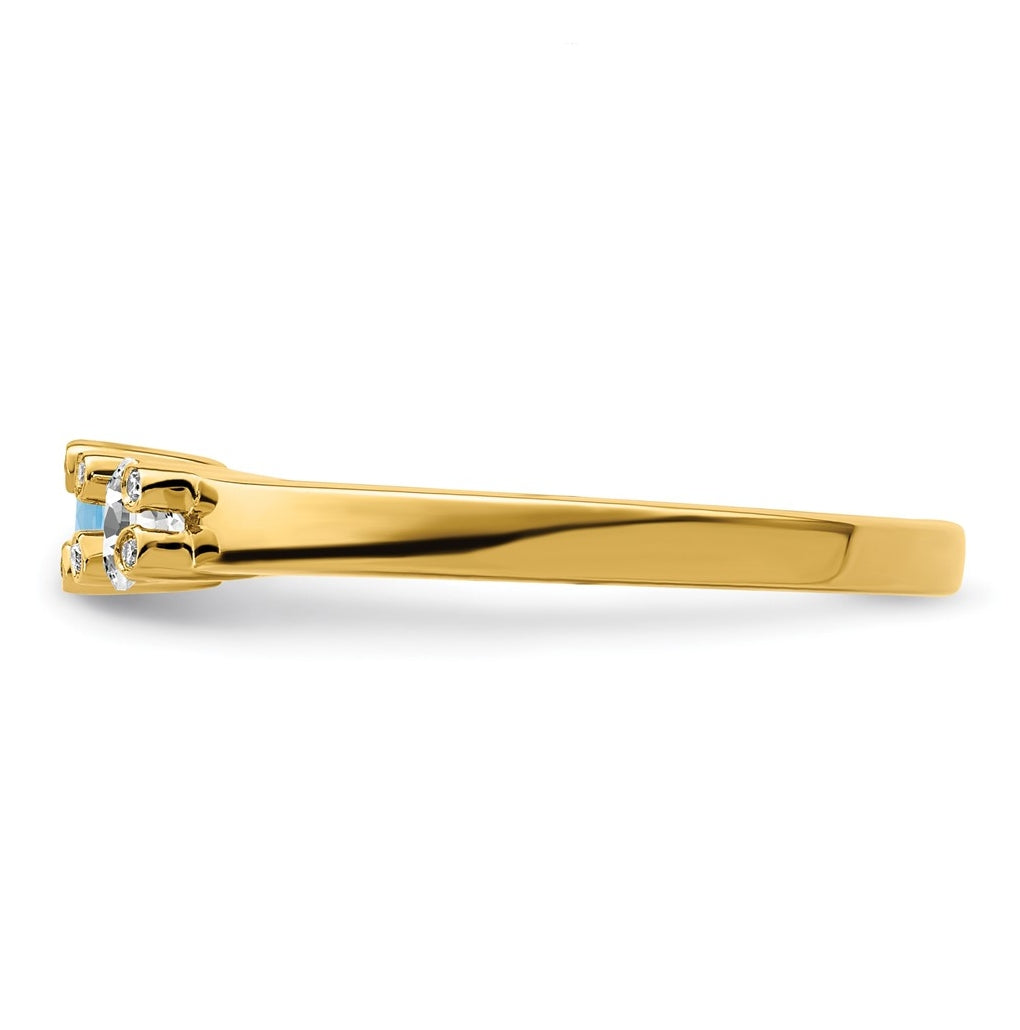14K Yellow Gold Family Jewelry Genuine Stone & Diamond Set Ring – Elegant Jewelry Gift for Birthday, Anniversary, Engagement, Wedding
