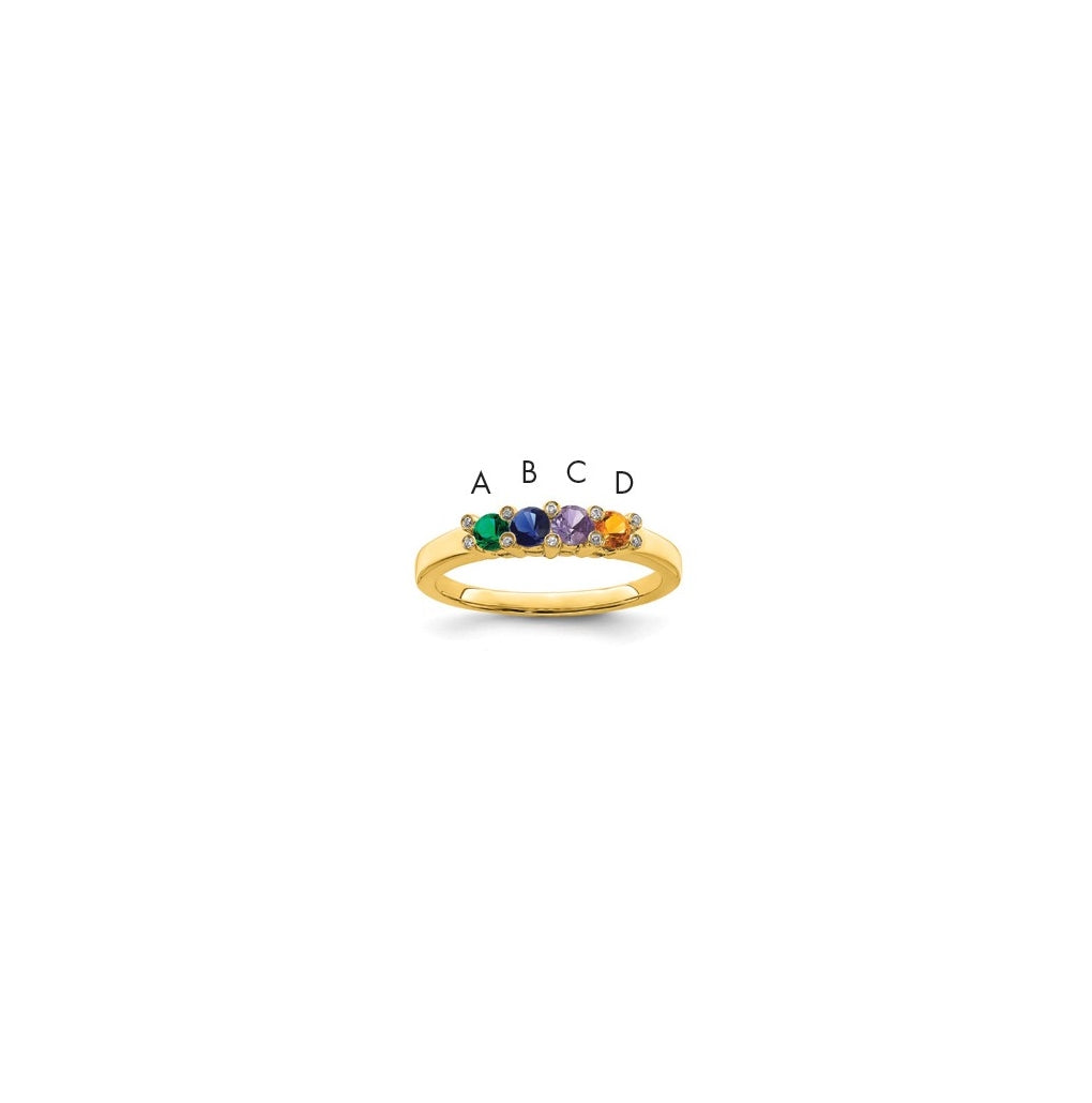 14K Yellow Gold Family Jewelry Genuine Stone & Diamond Set Ring – Elegant Jewelry Gift for Birthday, Anniversary, Engagement, Wedding